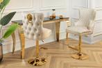 In hoogte verstelbare barkruk CASTLE DELUXE beige fluweel, Ophalen of Verzenden, Nieuw