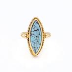 Ring - 18 karaat Geel goud -  6.78ct. tw. Turquoise, Nieuw