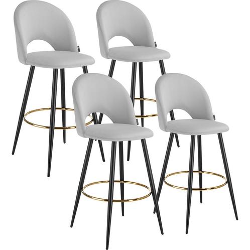Barkruk Sachel met rugleuning, fluweellook - lichtgrijs / zw, Huis en Inrichting, Barkrukken, Verzenden