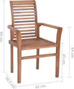 vidaXL - Eetkamerstoelen - stapelbaar - 2 - st - massief -, Caravans en Kamperen, Ophalen of Verzenden, Nieuw
