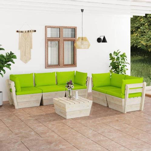 vidaXL 6-delige Loungeset met kussens pallet vurenhout, Tuin en Terras, Tuinsets en Loungesets, Loungeset, Nieuw, Hout, Verzenden