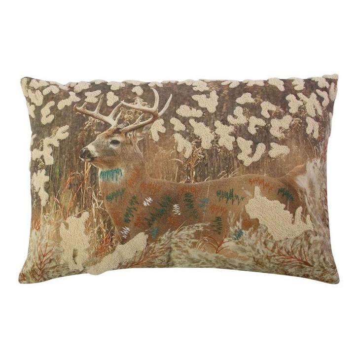 Kussen Geborduurd hert in gras 40x60cm, Huis en Inrichting, Woonaccessoires | Overige, Verzenden