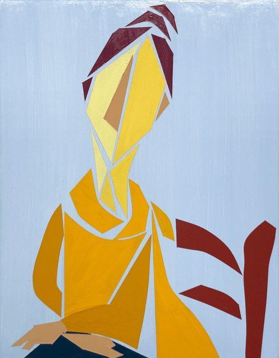 A.Nozzy (XX) - Portrait of Ms.J (With Brown Chair), Antiek en Kunst, Kunst | Schilderijen | Modern