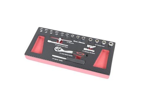 TM 19 Delige 1/4 doppenset foam carbon look inlay, Auto diversen, Autogereedschap, Nieuw, Verzenden
