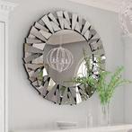 Sunburst Wandspiegel Rond 80 cm Zilver, Verzenden, Nieuw