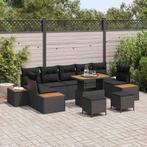 vidaXL Tuin Sofa Set met kussen 10 pcs Zwart Poly riet, Verzenden, Nieuw, Rotan