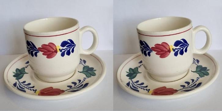 Boerenbont kop en schotel Boch set van 2 stuks met lichte..., Huis en Inrichting, Keuken | Servies, Nieuw, Verzenden