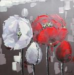 Olieverf schilderij witte-rode bloemen F2830, Nieuw, Verzenden