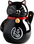 Bijzondere urn kat maneki neko lucky cat zwart (0,88L)