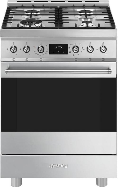 Smeg C6GMXNLK2 gas fornuis roestvrijstaal - 60 cm. breed - o, Witgoed en Apparatuur, Fornuizen, 60 cm of meer, Vrijstaand, 4 kookzones