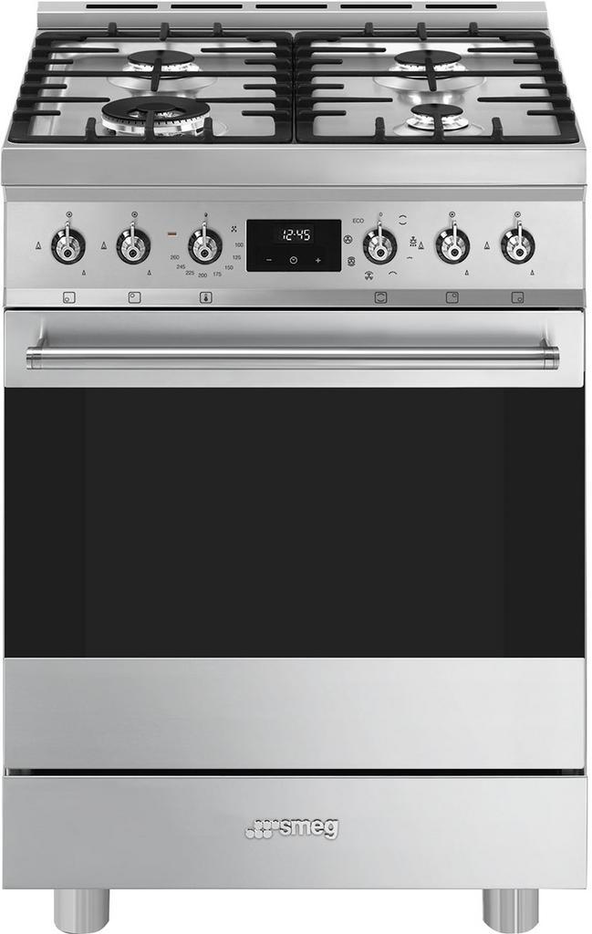 Smeg C6GMXNLK2 gas fornuis roestvrijstaal - 60 cm. breed - o, Witgoed en Apparatuur, Fornuizen, 60 cm of meer, Vrijstaand, 4 kookzones
