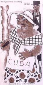 Spotprent over de Cubaanse revolutie in 1933 (lijst optie), Antiek en Kunst, Kunst | Litho's en Zeefdrukken, Verzenden