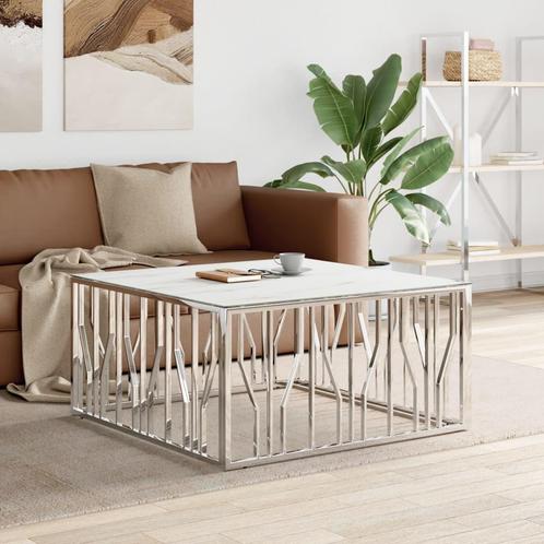 vidaXL Salontafel 100x100x50 cm roestvrij staal en glas, Huis en Inrichting, Tafels | Salontafels, 100 tot 150 cm, Nieuw, Metaal