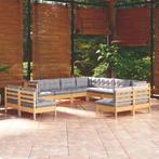 vidaXL 11-delige Loungeset met grijze kussens massief, Verzenden, Nieuw, Loungeset