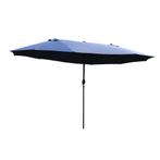 TRUUSK Dubbele Parasol met Handzwengel - Blauw - Ovaal 460 x, Verzenden, Nieuw