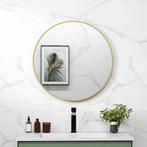 70 X 70 Cm Ronde Badkamerspiegel, Wandmontage, Goudkleurige, Huis en Inrichting, Woonaccessoires | Spiegels, Verzenden, Nieuw