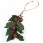 Hanger Vilt - Hulst / Holly Berry Small - 10cm - Groen/Rood, Diversen, Kerst, Ophalen of Verzenden, Nieuw