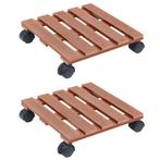vidaXL Plantentrolleys 2 st 30x30x7,5 cm HKC bruin, Tuin en Terras, Verzenden, Nieuw