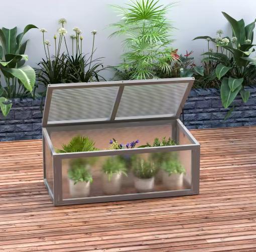 Mini Tuinkas Hout &amp; Polycarbonaat – 90 × 46 × 40 cm, Tuin en Terras, Kassen, Nieuw, Verzenden