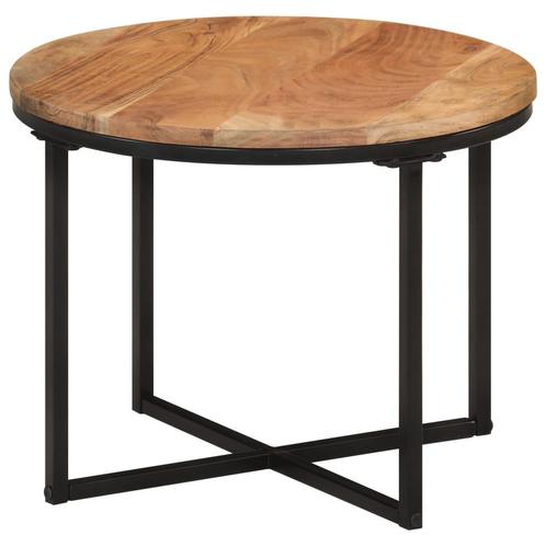 vidaXL Salontafel 45x45x35 cm massief acaciahout en ijzer, Huis en Inrichting, Tafels | Salontafels, 50 tot 100 cm, Nieuw, Overige houtsoorten