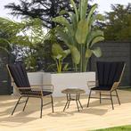 TRUUSK 3-delige Rattan Zitgroep Tuinset Tuinmeubelset Met 2, Tuin en Terras, Verzenden, Nieuw