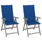 vidaXL Tuinstoelen 2 st verstelbaar met kussens massief, Tuin en Terras, Tuinstoelen, Verzenden, Nieuw, Hout