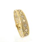 Gouden geweven fantasie armband | 19,5 cm (schakel), Sieraden, Tassen en Uiterlijk, Armbanden, Ophalen of Verzenden, Gebruikt
