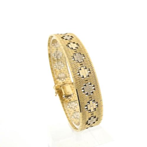 Gouden geweven fantasie armband | 19,5 cm (schakel), Sieraden, Tassen en Uiterlijk, Armbanden, Overige kleuren, Gebruikt, Goud