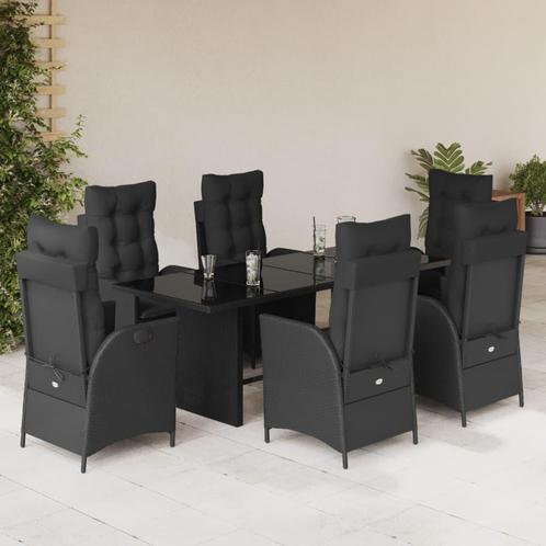 vidaXL 7-delige Tuinset met kussens poly rattan zwart, Tuin en Terras, Tuinsets en Loungesets, Tuinset, Nieuw, 6 zitplaatsen, Rotan
