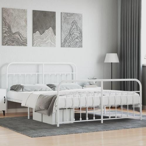 vidaXL Bedframe met hoofd- en voeteneinde metaal wit 160x200, Huis en Inrichting, Slaapkamer | Bedden, 160 cm, 200 cm, Wit, Tweepersoons