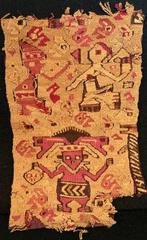 Pre-Columbian Chancay-textiel – Trofee-hoofdjager & Vogels -