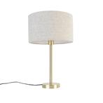 Klassieke tafellamp messing met kap lichtgrijs 35 cm -, Huis en Inrichting, Lampen | Tafellampen, Nieuw, Overige materialen, Design