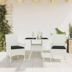 vidaXL 3-delige Tuinset met kussens poly rattan en glas, Tuin en Terras, Tuinsets en Loungesets, 2 zitplaatsen, Nieuw, Tuinset