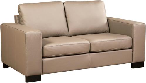 Taupe leren moderne 2-zitsbank - poot hout zwart - Toledo Le, Huis en Inrichting, Banken | Bankstellen, 150 tot 200 cm, 75 tot 100 cm