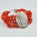 Bloedkoraal - Zilver - Armband - CORALLO MEDITERRANEO, Antiek en Kunst