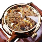 Gouden Kast Luxe Horloge voor Heren - Leren Bandje, Verzenden, Nieuw, Winner