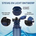 Lekro Waterfles met Tijdmarkeringen - Blauw 1 Liter, Ophalen of Verzenden, Zo goed als nieuw