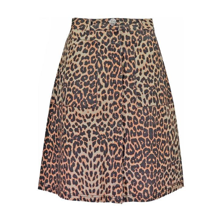 Frogbox • denim rok luipaard • 36, Kleding | Dames, Rokken, Bruin, Nieuw, Maat 36 (S), Verzenden