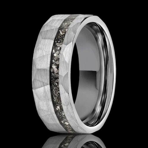 TUNGSTEN RING met METEORIET INLEG. Handgemaakt. Het beste, Verzamelen, Mineralen en Fossielen