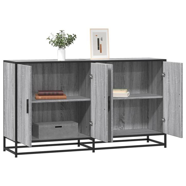 vidaXL Dressoir 134x35x76 cm bewerkt hout grijs sonoma, Huis en Inrichting, Kasten | Dressoirs, 25 tot 50 cm, Nieuw, Minder dan 50 cm