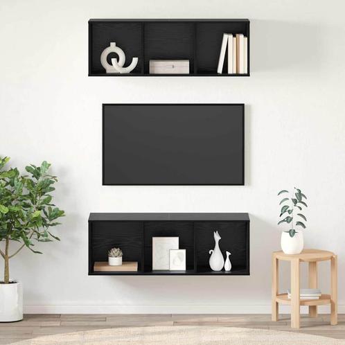 vidaXL Wandgemonteerde TV-kasten 2 pcs Zwart eiken 37 x 37 x, Huis en Inrichting, Kasten | Televisiemeubels, Nieuw, Minder dan 50 cm