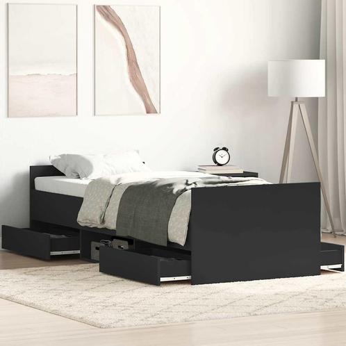vidaXL Bedframe met hoofd- en voeteneinde zwart 90x200 cm, Huis en Inrichting, Slaapkamer | Bedden, 90 cm, 200 cm, Zwart, Eenpersoons