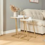 Bijzettafel Salem set van 2 goudkleurig en marmer wit [en.ca, Huis en Inrichting, Tafels | Bijzettafels, Verzenden, Nieuw