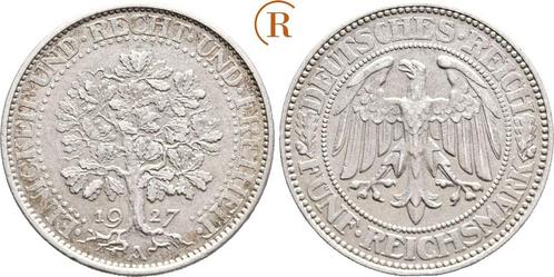 5 Reichsmark Eichbaum 1927 A Weimarer Republik:, Postzegels en Munten, Munten | Europa | Niet-Euromunten, Verzenden