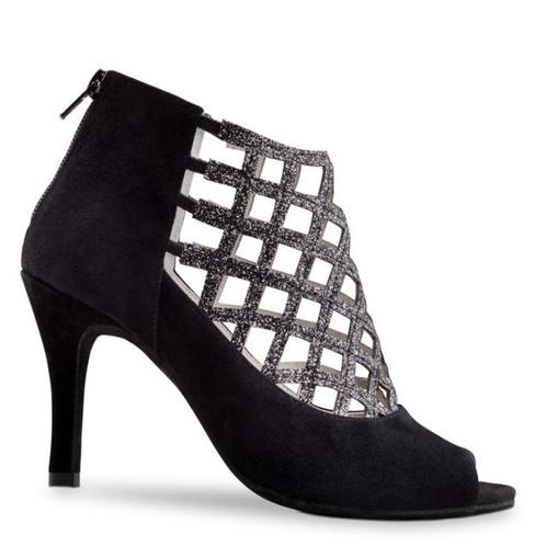 845-75 Mignon zwarte suede Dames dansschoenen met glitter ru, Sport en Fitness, Ballet, Verzenden