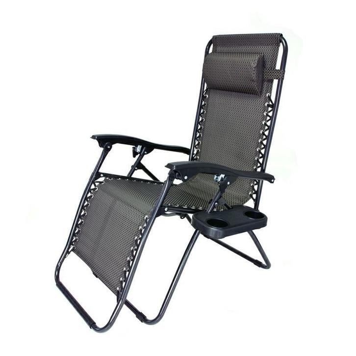 Opvouwbare tuin ligstoel - met hoofdsteun en cupholder -..., Tuin en Terras, Tuinstoelen, Nieuw, Ophalen of Verzenden