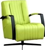 Felgroene leren industriële draaistoel - staal zwart frame m, Nieuw, Ophalen of Verzenden, Modern, 50 tot 75 cm