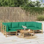 vidaXL 7-delige Loungeset met kussens bamboe groen, Verzenden, Nieuw, Hout, Loungeset