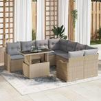 vidaXL Tuin Sofa Set met kussen 9 pcs Beige Poly riet, Verzenden, Nieuw, Rotan
