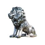 Leeuw - polystone - 66 cm - zilver/grijs - gedetailleerd, Tuin en Terras, Tuinbeelden, Ophalen of Verzenden, Nieuw